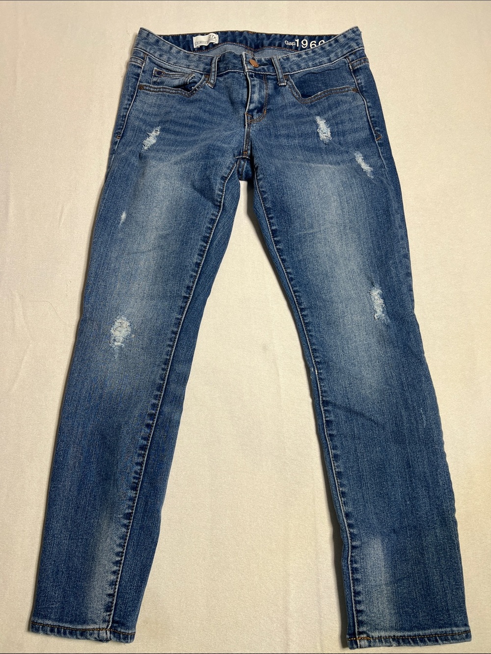 GAP Women's Blue Distressed Skinny Jeans